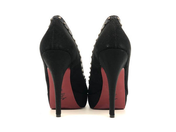 Retro Décolleté ecopelle scamosciata nera