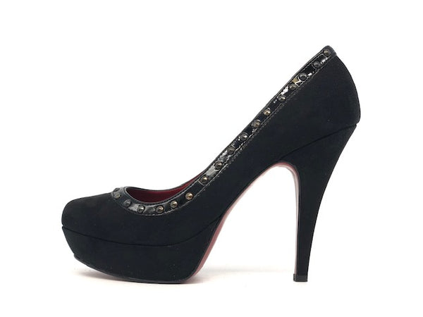 Retro Décolleté ecopelle scamosciata nera