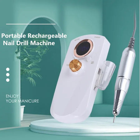 Fresa Per Unghie Portatile Ricaricabile 35000 Rpm Strumenti Nail Art Manicure Set Punte
