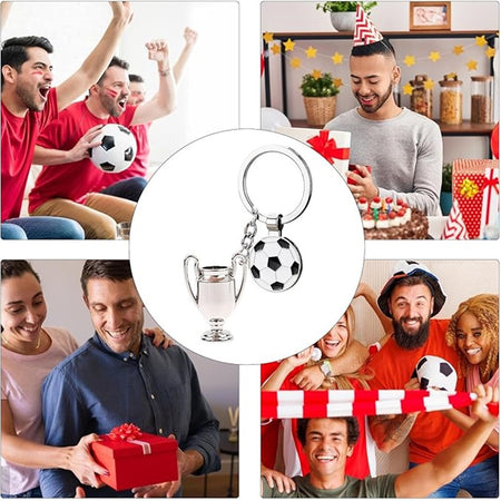 Set 12 Pz Portachiavi Da Calcio Con Pallone Coppa Per Uomo Donna Sportivo Bomboniere