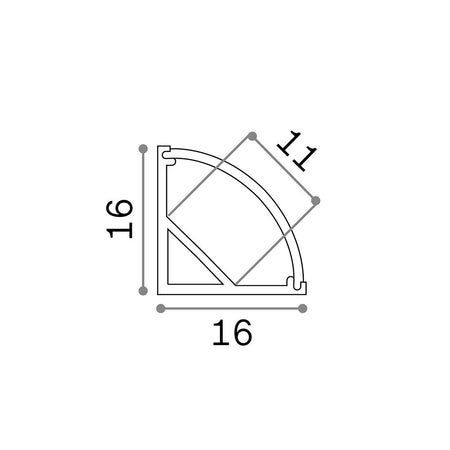Profilo Ang Tondo Slot Alluminio-Materie Plastiche Bianco 300Cm D16X16