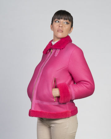 Matilde - Giacca Donna Rosa in vero montone Shearling
