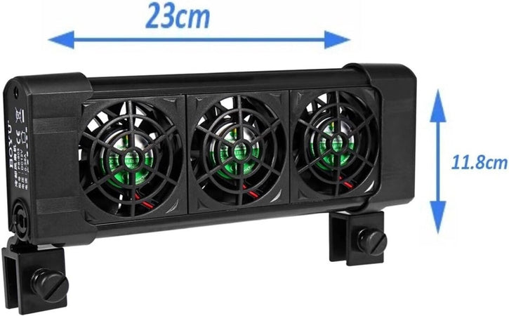 Tripla Ventola Di Raffreddamento Per Acquario 3 Ventole 12 Volt 0.5a 50mm Fs-603