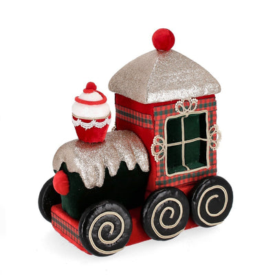 Treno decorativo Meghan con cupcake colore rosso per decorazione natalizia