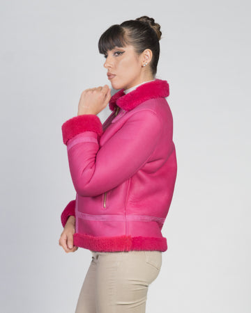 Matilde - Giacca Donna Rosa in vero montone Shearling