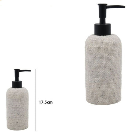 Dispenser Per Sapone Liquido Effetto Tela Juta Con Pompa Nera Accessorio Bagno 87826