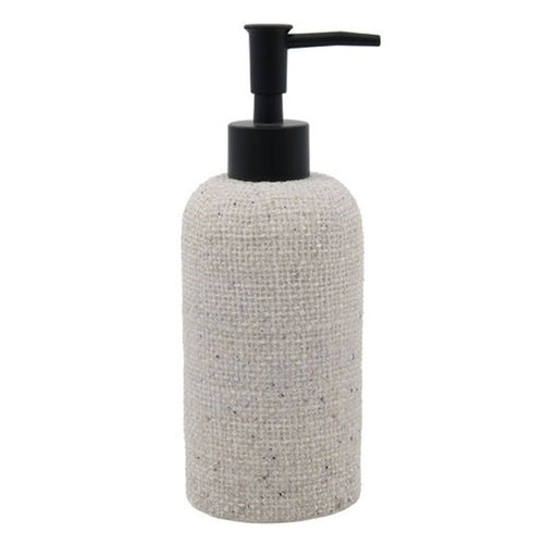 Dispenser Per Sapone Liquido Effetto Tela Juta Con Pompa Nera Accessorio Bagno 87826