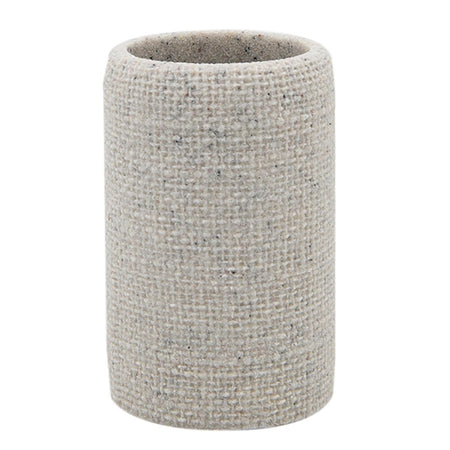 Bicchiere Porta Spazzolini Dentifricio Effetto Tela Juta Intrecciato Naturale Bagno 87827