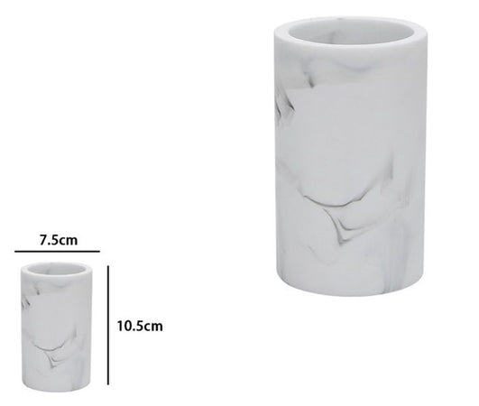 Bicchiere Porta Spazzolini Effetto Marmo Bianco Accessorio Arredo Da Bagno 87830