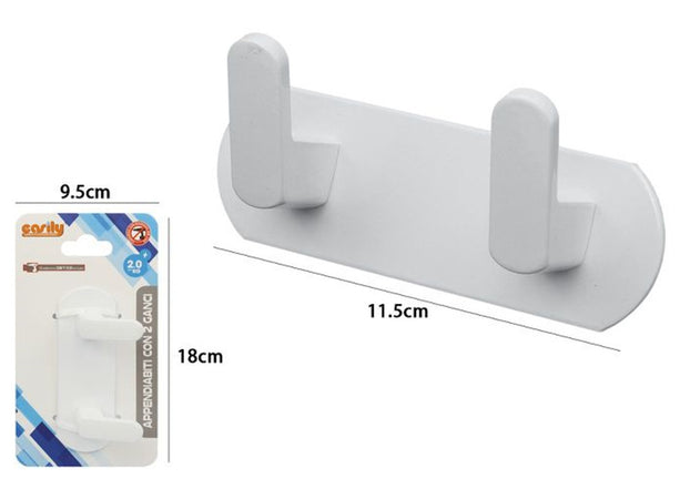 Appendiabiti Con 2 Ganci Appendino Portasciugamano Bagno Casa Cucina Bianco 59741