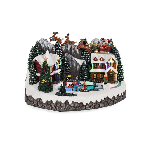 Paesaggio pattinaggio Denver in poliresina con luci Led per villaggi natalizi