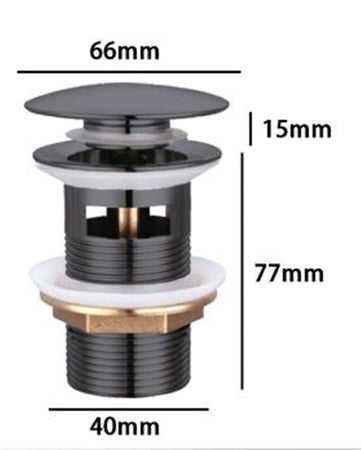 Piletta Click Clack Lavabo Lavandino Universale 1/4" Pop Up Tappo Di Scarico Nero 59606