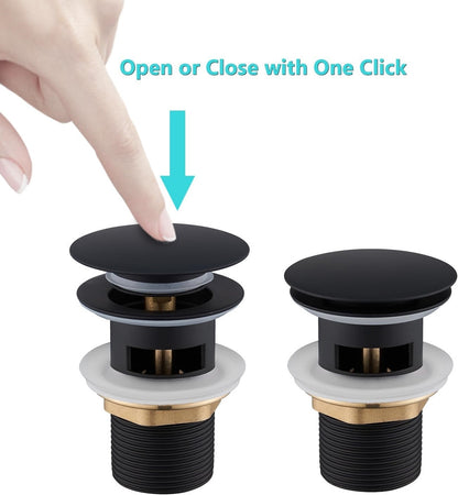 Piletta Click Clack Lavabo Lavandino Universale 1/4" Pop Up Tappo Di Scarico Nero 59606