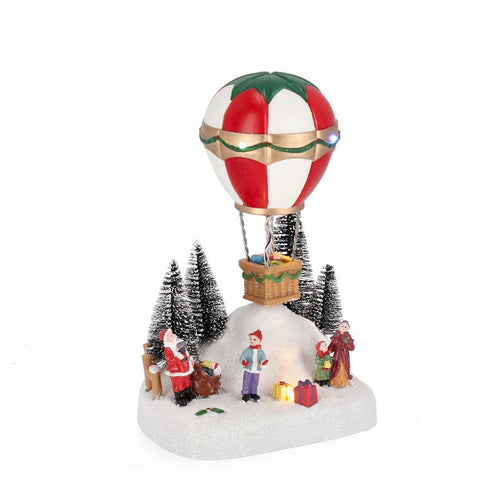 Paesaggio natalizio Denver con mongolfiera in polistirolo con luci Led per villaggi natalizi