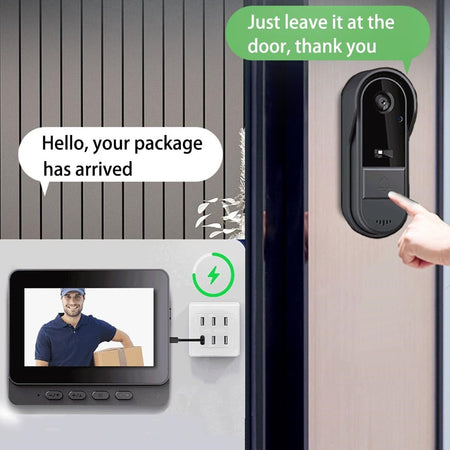 Videocitofono Campanello Senza Fili Da Esterno Impermeabile Ip67 Schermo Ips 4,3''