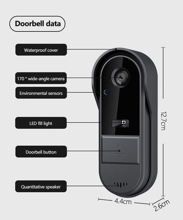 Videocitofono Campanello Senza Fili Da Esterno Impermeabile Ip67 Schermo Ips 4,3''