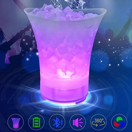 Secchiello Per Ghiaccio A Led Altoparlante Bluetooth Wireless Portatile Spiaggia Feste