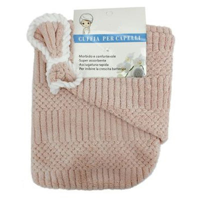Cuffia Asciugamano Shampoo Bagno Doccia Asciuga Capelli Fiocchetto Rosa 79631