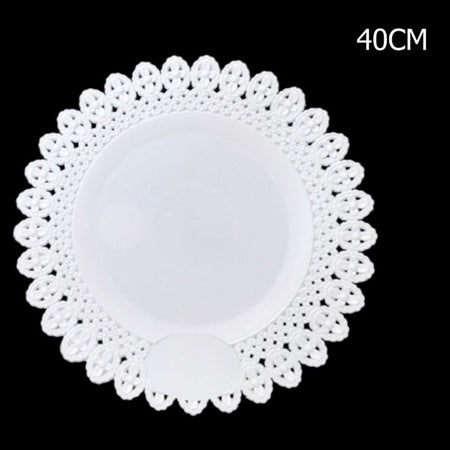 Vassoio Trama Trinato Bianco 40 Cm Rotondo Piatto Sotto Dolci Antipasti Trasporto
