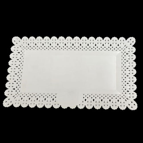 Set 2pz Vassoio Trama Trinato Bianco 30x17cm Rettangolare Piatto Sotto Dolci Trasporto