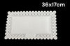 Set 2pz Vassoio Trama Trinato Bianco 36x17cm Rettangolare Piatto Sotto Dolci Trasporto