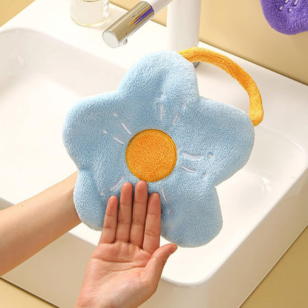 Asciugamano A Fiore Morbido Cordino Portatile Assorbente Per Bagno Cucina Bambini 10776