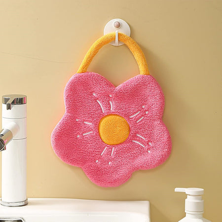 Asciugamano A Fiore Morbido Cordino Portatile Assorbente Per Bagno Cucina Bambini 10776