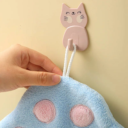 Asciugamano Morbido Con Impronta Gatto Da Appendere Bagno Bambini Pulizia Casa 10777