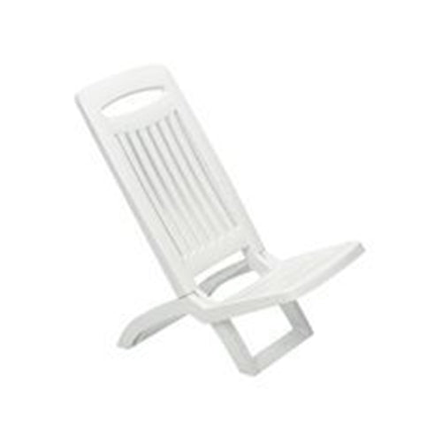 Set 4 Sedie Spiaggina Bassa Da Spiaggia Mare Piscina In Plastica Bianca Pieghevole 009259