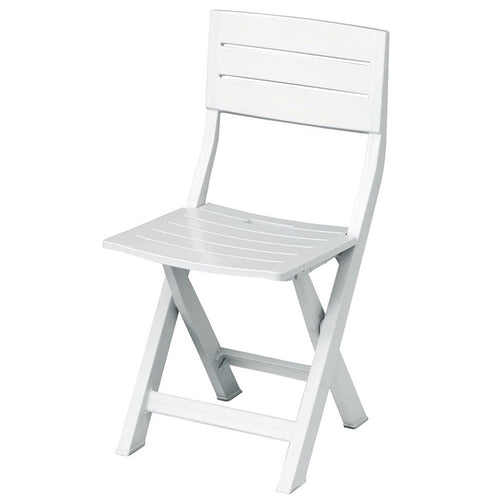 Set 4 Pz Sedia Sedie Da Giardino Patio Da Esterno Pieghevole Bianco Resina 002235