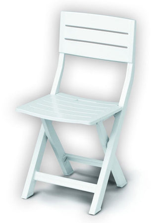 Set 4 Pz Sedia Sedie Da Giardino Patio Da Esterno Pieghevole Bianco Resina 002235