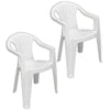 Set 2 Pz Sedia Ratak Schienale Basso Monoblocco Bianca Opaca Con Braccioli 021048