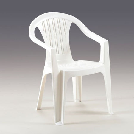 Set 2 Pz Sedia Ratak Schienale Basso Monoblocco Bianca Opaca Con Braccioli 021048
