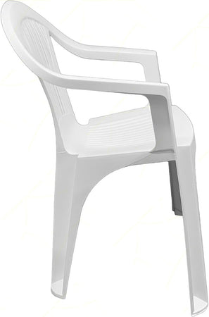 Set 2 Pz Sedia Ratak Schienale Basso Monoblocco Bianca Opaca Con Braccioli 021048
