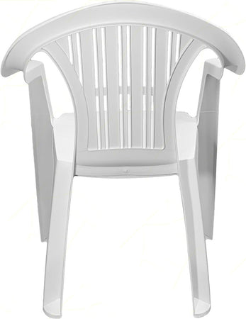 Set 2 Pz Sedia Ratak Schienale Basso Monoblocco Bianca Opaca Con Braccioli 021048