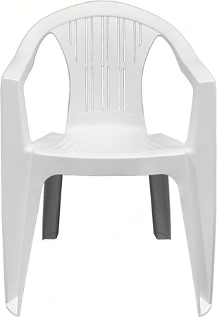 Set 2 Pz Sedia Ratak Schienale Basso Monoblocco Bianca Opaca Con Braccioli 021048