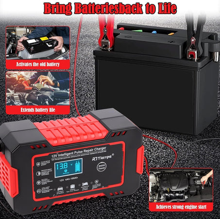 Caricabatterie Auto 6a 12v Mantenitore Batteria Compensazione Temperatura Moto Tosaerba Barca