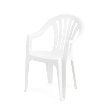 Set 2pz Sedia Monoblocco In Plastica Schienale Alto Con Braccioli Bianco Giardino 008938