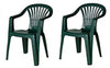 Set 2 Pz Sedie Da Giardino Poltrona Monoblocco Con Braccioli Colore Verde 020362
