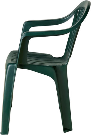 Set 2 Pz Sedie Da Giardino Poltrona Monoblocco Con Braccioli Colore Verde 020362