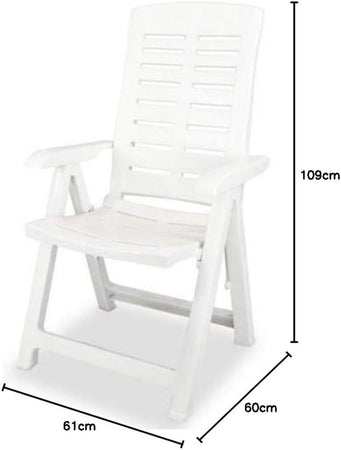 Poltrona Pieghevole Da Giardino Con Schenale Regolabile Comodi Braccioli Bianca 008939