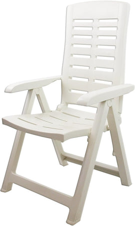 Poltrona Pieghevole Da Giardino Con Schenale Regolabile Comodi Braccioli Bianca 008939
