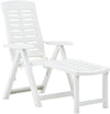 Poltrona Lettino Prendisole Pieghevole Con Poggiapiedi Bianco 60x108x109 Cm 015933