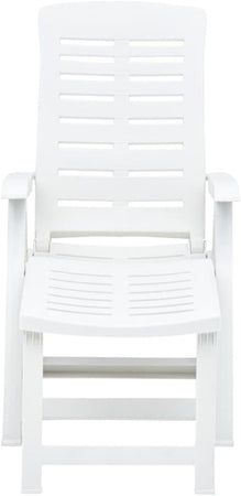 Poltrona Lettino Prendisole Pieghevole Con Poggiapiedi Bianco 60x108x109 Cm 015933