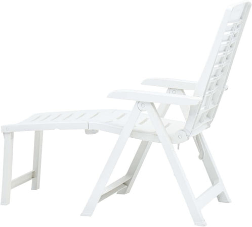 Poltrona Lettino Prendisole Pieghevole Con Poggiapiedi Bianco 60x108x109 Cm 015933