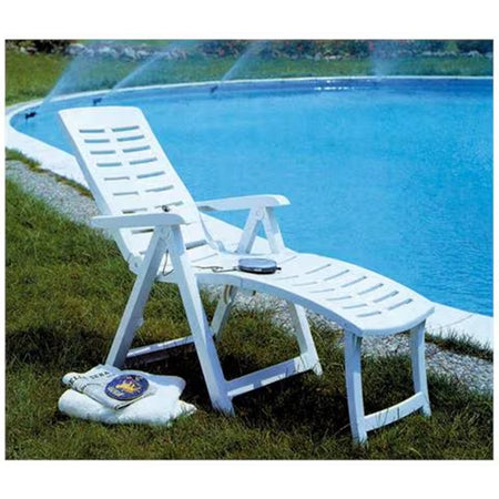 Poltrona Lettino Prendisole Pieghevole Con Poggiapiedi Bianco 60x108x109 Cm 015933