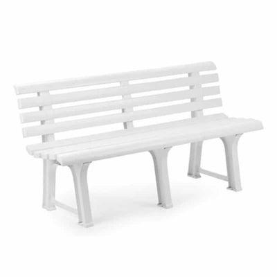 Panchina Da Giardino Panca In Resina Da 3 Posti Colore Bianco 145x49x74 Cm 020363