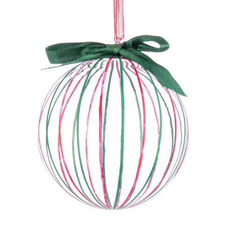 Palline per albero di Natale in vetro trasparente striate con fiocco per decorazione