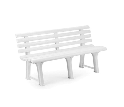 Panchina Da Giardino Panca In Resina Da 3 Posti Colore Bianco 145x49x74 Cm 020363