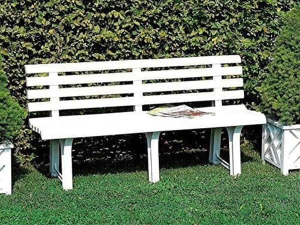 Panchina Da Giardino Panca In Resina Da 3 Posti Colore Bianco 145x49x74 Cm 020363